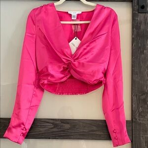 $65 msrp NWT spring + Mercer pink Satin Twist Blouse Nordstrom sz small
